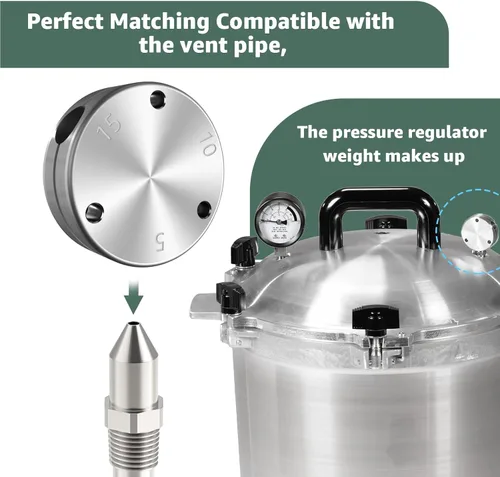 Vista 4 de Regulador de presión de reemplazo de peso para olla a presión de 1930-10.5 qt, 15.5 qt, 21.5qt, 25 qt, 30qt, 41.5qt - Se adapta a todas nuestras