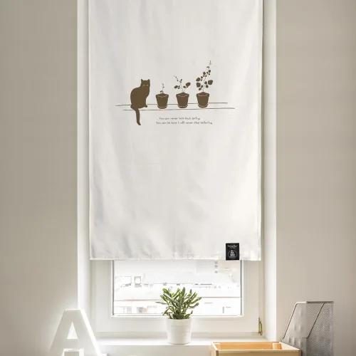 Vista 2 de Cortinas-Puertas-Estampado de Gato Ático (33 pulgadas de ancho x 55 pulgadas de largo)
