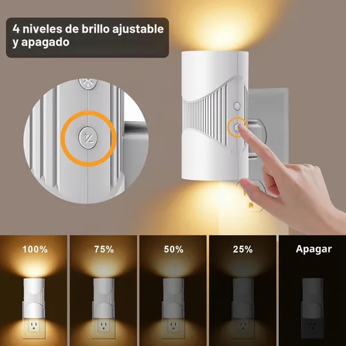 Vista 4 de easuntec Luz Nocturna, Luces Nocturnas Enchufables en la Pared, Luz Nocturna LED Cálida, Sensor de Luz de Atardecer a Amanecer, 3 Modos de Luz