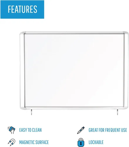 Vista 3 de MasterVision Tablero cerrado resistente al agua, superficie magnética de borrado en seco, 30 x 26,5 pulgadas con marco de aluminio