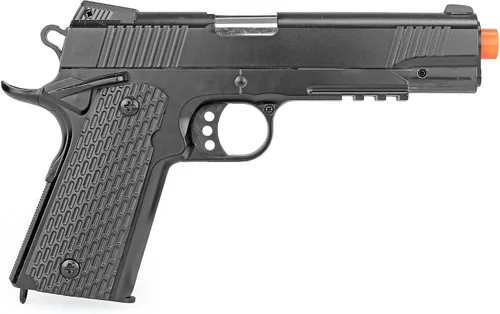 Vista 2 de BBTac Pistola Airsoft 1911 - Pistola de metal Airsoft con resorte accionado, construcción de aleación de metal de alta precisión FPS (negro táctico)