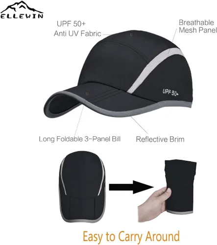 Vista 67 de ELLEWIN Gorra de béisbol unisex UPF 50 sin estructura, con pico grande y plegable
