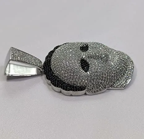 Vista 7 de DTJEWELS - Juego de puntas de corte redondo de 3.50 quilates, diamante blanco y negro, para hombre, máscara de Halloween, colgante de plata de ley
