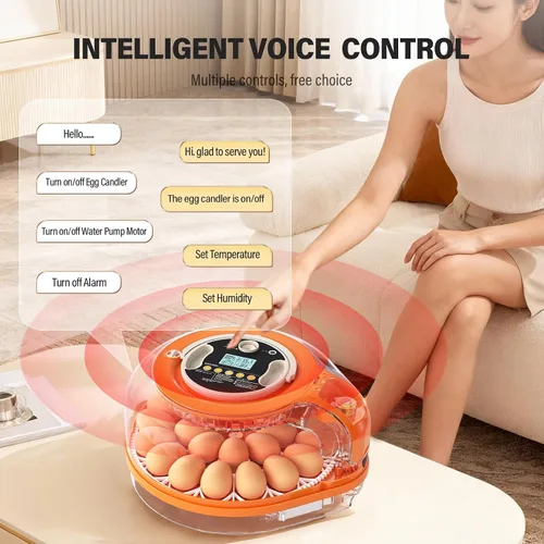 Vista 6 de Incubadora de 26 huevos para incubar huevos, giro automático, control de naranja blanco
