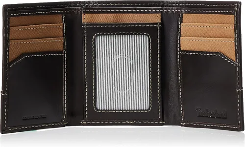 Vista 4 de Timberland Mens Two-Tone Piel Auténtica TrifoldCartera