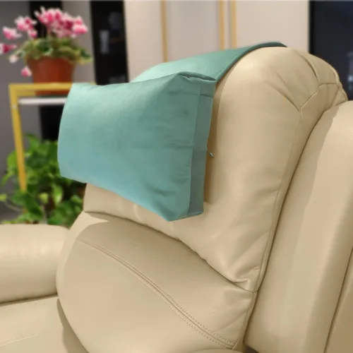 Vista 11 de Almohada antideslizante para la cabeza para reclinables - Cojín de apoyo para el cuello con cubierta de terciopelo para alivio del dolor en el Beige