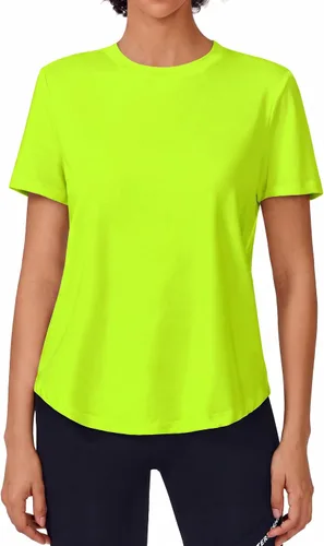 Vista 23 de PINSPARK Camisetas básicas de entrenamiento suaves para mujer, de manga Azul oscuro