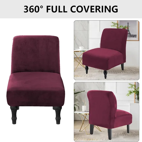 Vista 5 de Fundas decorativas de terciopelo para sillas sin brazos, de alta elasticidad, protector de muebles extraíble para sala de estar, comedor, hotel