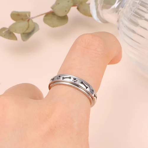 Vista 4 de Anillos giratorios para la ansiedad, plata esterlina S925 Fidget Ansiedad Preocupación Alivio del aburrimiento TDAH Autismo Anillos