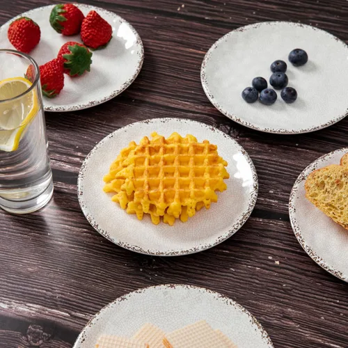 Vista 6 de Plato de Postre de Melamina, Platos Pequeños para Cena de 6 Pulgadas, Juego de 8, Platos Vintage para Aperitivos Platos para Servir, Platos Pequeños