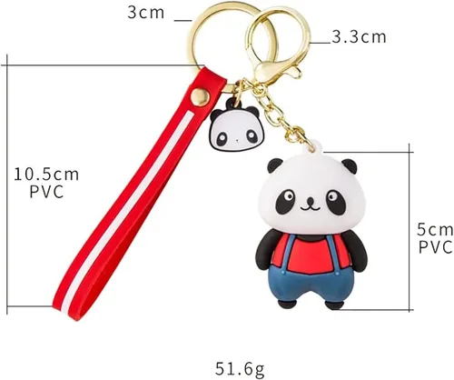 Vista 5 de Lindo llavero colgante de panda de dibujos animados, llavero colgante de PVC en forma de animal para bolsos, bolsos y bolsos, regalo de Navidad