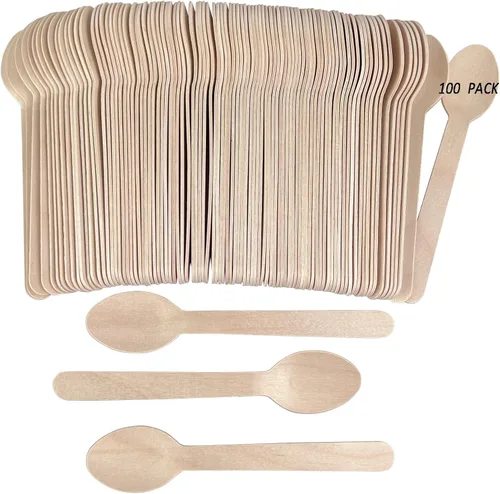 Vista 8 de 1000 cucharas de madera desechables, cucharas de bambú natural de 6.3 pulgadas, compostables y biodegradables, ideales para comer, manualidades