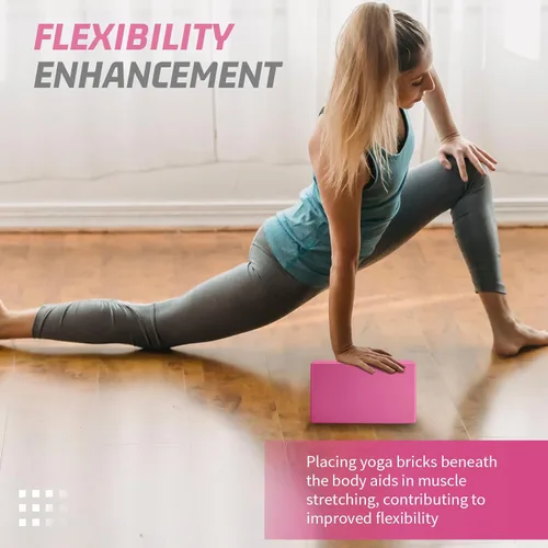 Vista 5 de Biguphate Bloques de yoga, paquete de 2 bloques de yoga de espuma EVA de soporte, sin látex, bloques de ejercicio antideslizantes, accesorios