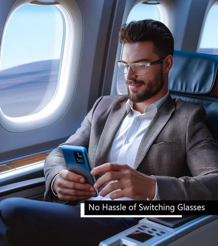 Vista 3 de SKYOAK Paquete de 2 lentes de lectura duraderos progresivos multienfoque para hombre, bloqueo de luz azul, lector de computadora