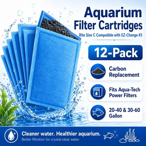 Vista 7 de Gekufa Cartuchos de filtro de acuario para Aqua-Tech 30-60/20-40 galones de repuesto de filtro de alimentación para pecera, 12 cartuchos de filtro