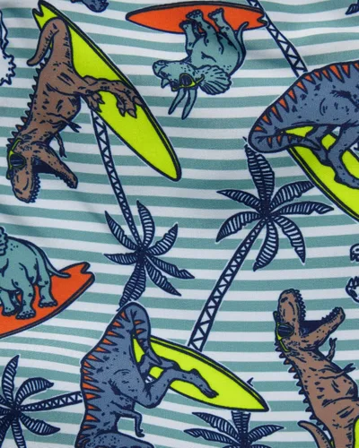 Vista 5 de Quad Seven Conjunto de natación para niños pequeños, traje de baño de 4 piezas y camiseta de protección de manga corta para niños (tamaños 12M-7)