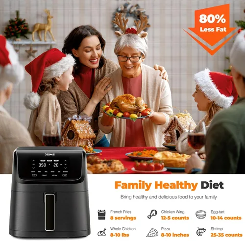 Vista 11 de DEIME Freidora de aire de 7.2 cuartos de galón, 1700 W, horno sin aceite, cocina saludable, freidoras de aire de gran capacidad con 8 ajustes