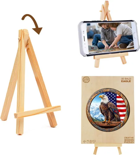 Vista 6 de KAAYEE Rompecabezas de madera para adultos, rompecabezas de águila calva de madera con efecto de visión 3D, rompecabezas de madera de forma única