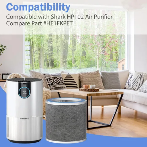 Vista 5 de HP102 - Filtro de repuesto HEPA verdadero compatible con Shark HP102 y HP102PET y HC452 y HP132 y HC450 y HC451 y HC455, True HEPA para el 99.97%
