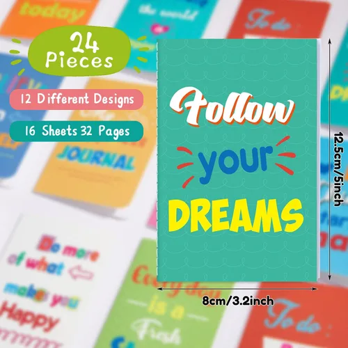 Vista 2 de Zonon 24 mini cuadernos a granel para regalo de fin de año para estudiantes de parte del profesor, 3.2 x 5 pulgadas, pequeño bloc de notas rayado