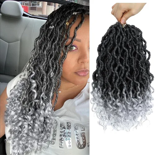 Vista 33 de Cabello Corto de Locs Falsos para Crochet Pre-Enrollado 12 Pulgadas 6 Paquetes Cabello de Locs de Diosa para Crochet Locs Falsos Suaves con Puntas