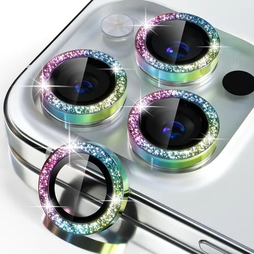 Vista 58 de Misea Compatible con iPhone 16 Pro/iPhone 16 Pro Max, protector de lente de cámara de vidrio templado Ultra-HD, protector de pantalla de anillo Negro