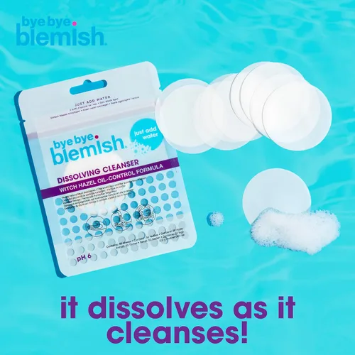 Vista 5 de Bye Bye Blemish Hojas limpiadoras disolventes – Lavado facial con control de aceite de hamamelis, jabón de papel facial activado por agua para piel
