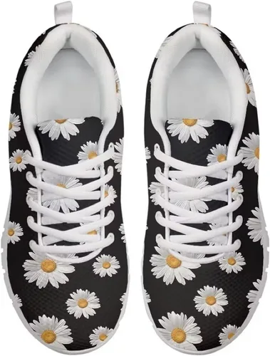 Vista 2 de Zapatillas de correr para mujer, antideslizantes, cómodas, con suela blanca, con cordones, ligeras
