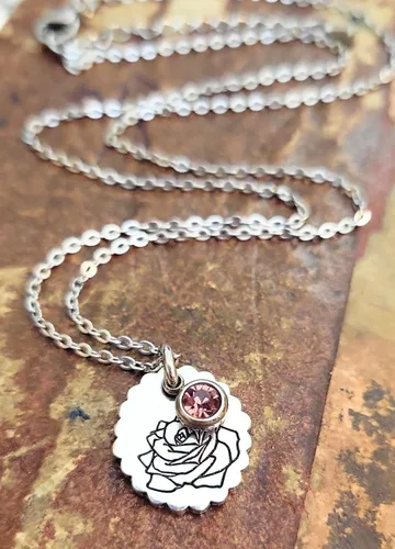 Vista 57 de Birth Month Flower and Birthstone Necklace