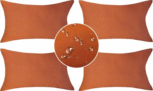 Vista 23 de Demetex Fundas de almohada de exterior impermeables de 16 x 16 pulgadas, fundas de almohada decorativas de lino para sala de estar, balcón y jardín
