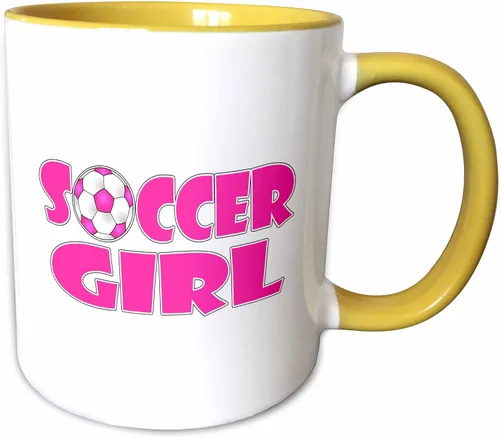 Vista 12 de 3dRose Soccer Girl Pink and White 11oz Two-Tone Blue Mug