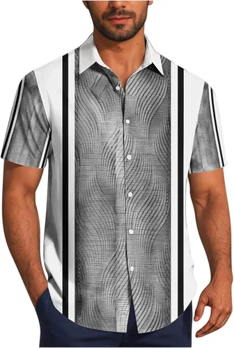 Vista 11 de Camisas de guayabera cubana para hombre, camisas casuales de manga corta con botones, camisas de playa para vacaciones de verano, camisetas mexicanas