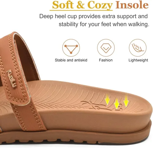 Vista 6 de KuaiLu Sandalias para mujer con fascitis plantar, soporte de arco de moda, cómodas, ajustables, ligeras, ortopédicas