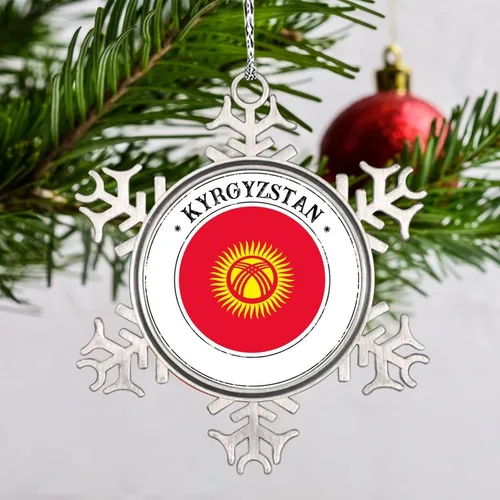 Vista 18 de Bandera de Mongolia, adornos de Navidad 2023, adorno de copo de nieve, adornos de recuerdo de ciudad de campo para árboles de Navidad, colgante