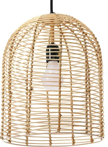 Vista 3 de Creative Co-Op Lámpara de techo moderna de ratán tejida a mano, estilo bohemio, natural