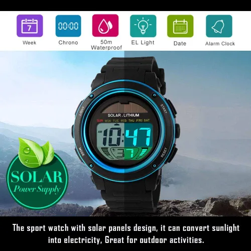 Vista 2 de TOOCAT Reloj para niños, reloj deportivo digital al aire libre 50M impermeable reloj de pulsera eléctrico para niño y niña, cronómetro, cronógrafo