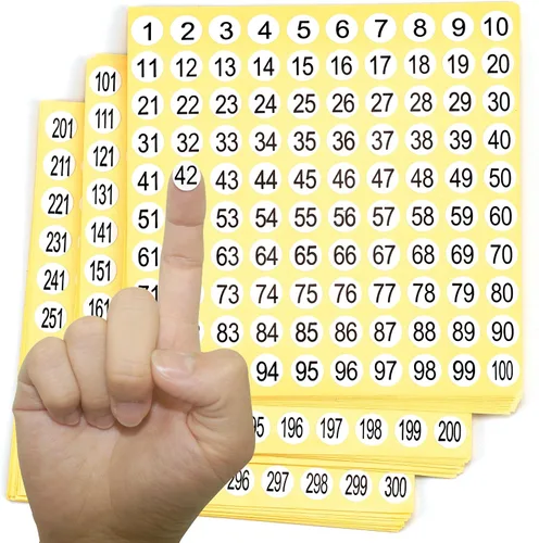 Vista 8 de 1-300 etiquetas adhesivas de números redondos, 15 juegos, 4500 etiquetas autoadhesivas de números consecutivos pequeños, calcomanías de inventario