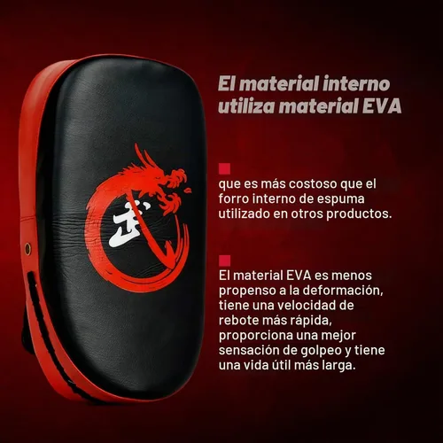 Vista 2 de Muay Thai Kick Pad, 24 pulgadas y 15 pulgadas, escudo de golpe de entrenamiento de kickboxing para artes marciales, solo almohadilla Rojo