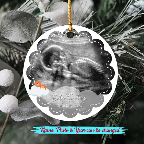 Vista 36 de Adorno personalizado para bebé que llega 2027, adorno de Navidad de Bump, elige el nombre del bebé y el año de Navidad para el nuevo abuelo abuela
