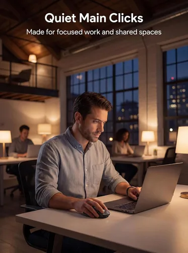 Vista 5 de RAPIQUE Ratón inalámbrico Bluetooth, Bluetooth dual + 2.4G, conecta hasta 3 dispositivos, USB-C recargable, clic silencioso, 4 niveles de DPI hasta