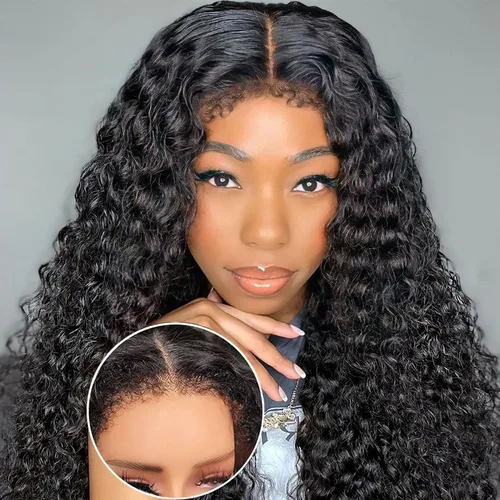 Vista 10 de Peluca de encaje frontal de 13 x 4 pulgadas, con bordes rizados, 4C, pelucas de cabello humano para mujeres negras, sin pegamento, encaje HD