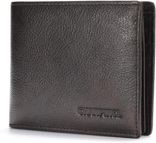 Vista 57 de Billetera de piel triple con bloqueo RFID para hombre con 2 ventanas de identificación, 2 compartimentos para efectivo, 6-8 ranuras para tarjetas