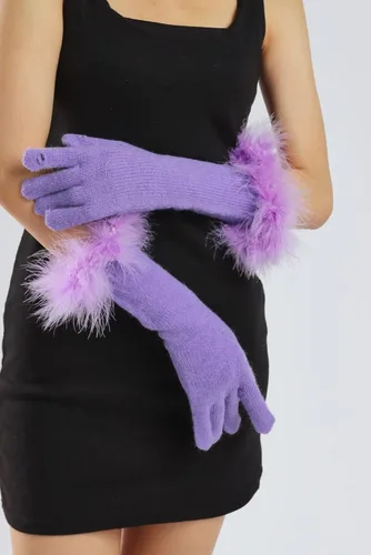 Vista 22 de Sahabowi Guantes de cuero para clima frío Manopla de lana cálida de invierno para mujeres