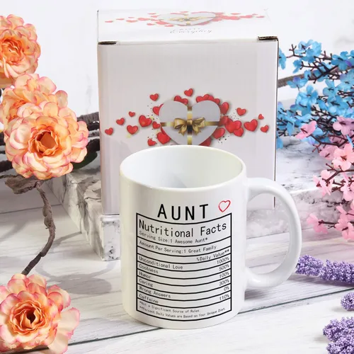 Vista 7 de Auntie Nutrition Facts - Taza de café de 11 onzas, caja de regalo para tía, tía de sobrino, sobrina, día de la madre, regalos de cumpleaños