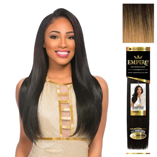 Vista 11 de Sensationnel - Cabello humano Empire Yaki, tejido sin enredos para un tejido rápido y estilo cosido para conseguir reflejos artificiales, paquete
