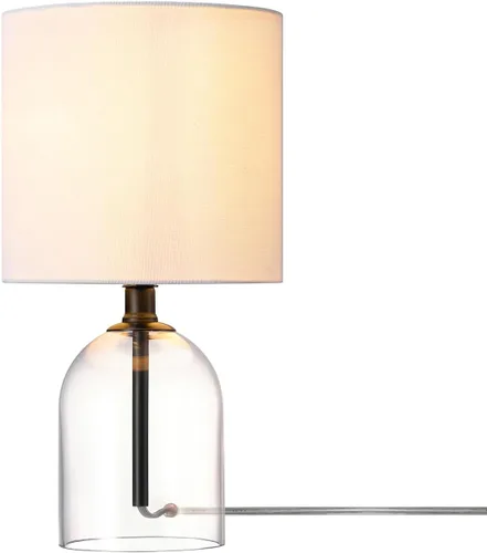 Vista 12 de GLOBE Electric 65922 - Lámpara de mesa de 20 pulgadas, acabado de hormigón acanalado, pantalla de lino blanco