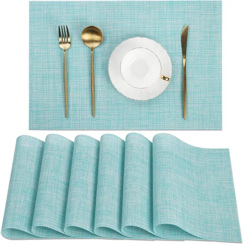 Vista 35 de SHACOS - Caminos de mesa de vinilo tejido, lavables, para uso en interiores o exteriores, fáciles de limpiar