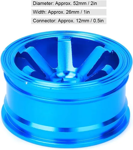 Vista 8 de Buje de rueda de metal, 4 unidades, aleación de aluminio, compatible con auto universal 1/10 Flat Running Drift RC (azul)