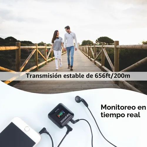 Vista 5 de Saramonic Blink M2 - Micrófono inalámbrico Lavalier para cámaras, grabación integrada, rango de 656 pies, duración de la batería de 12 horas