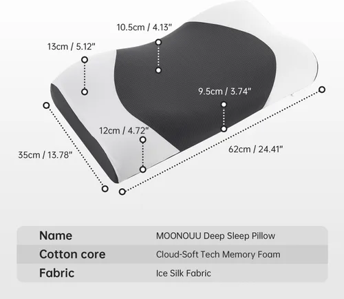 Vista 2 de Almohada de espuma viscoelástica para dormir de espalda, soporte ergonómico similar a una nube, almohada refrescante con funda de satén de seda